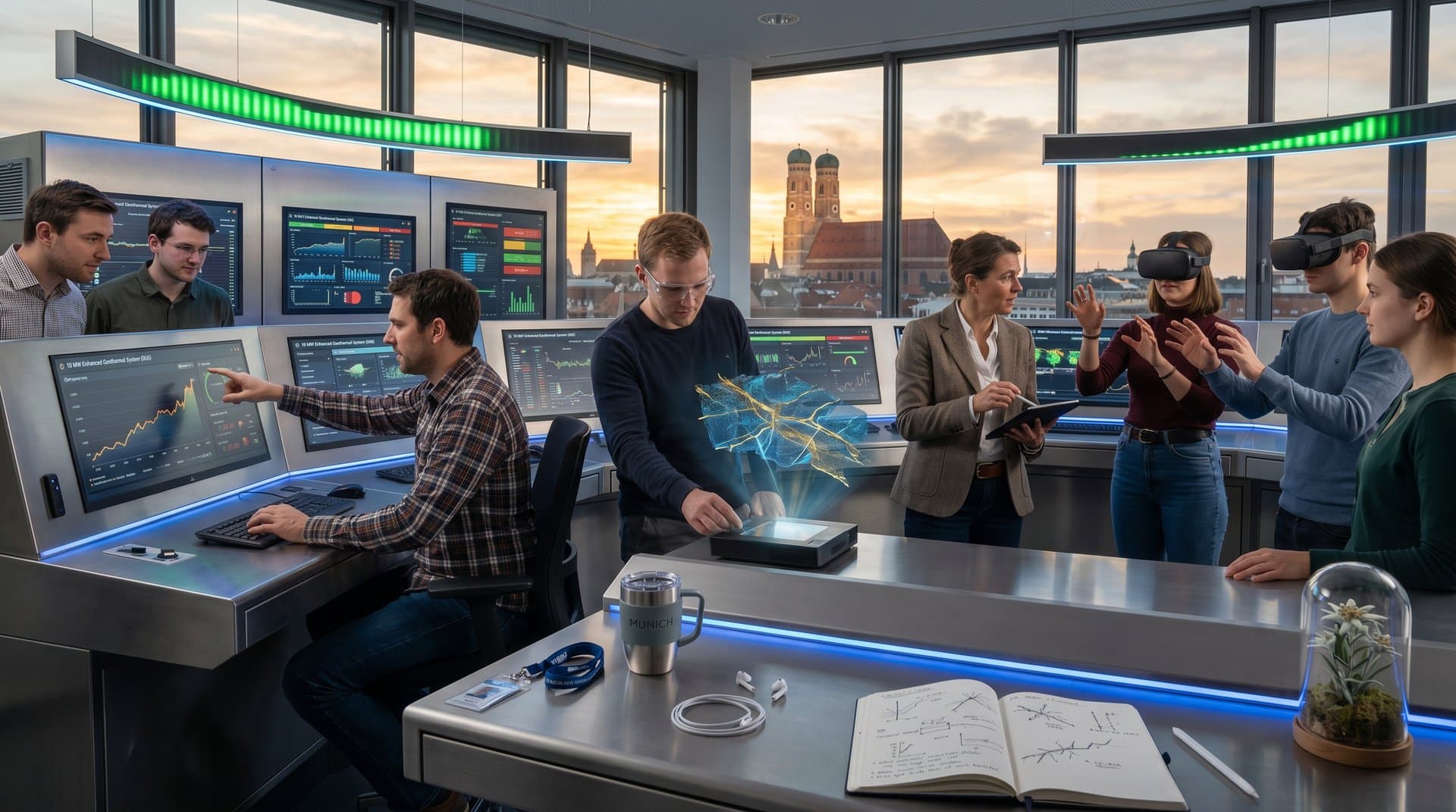 Geothermie-Kontrolle mit Datenmonitoren und Bildungsintegration in Münchner Schulen