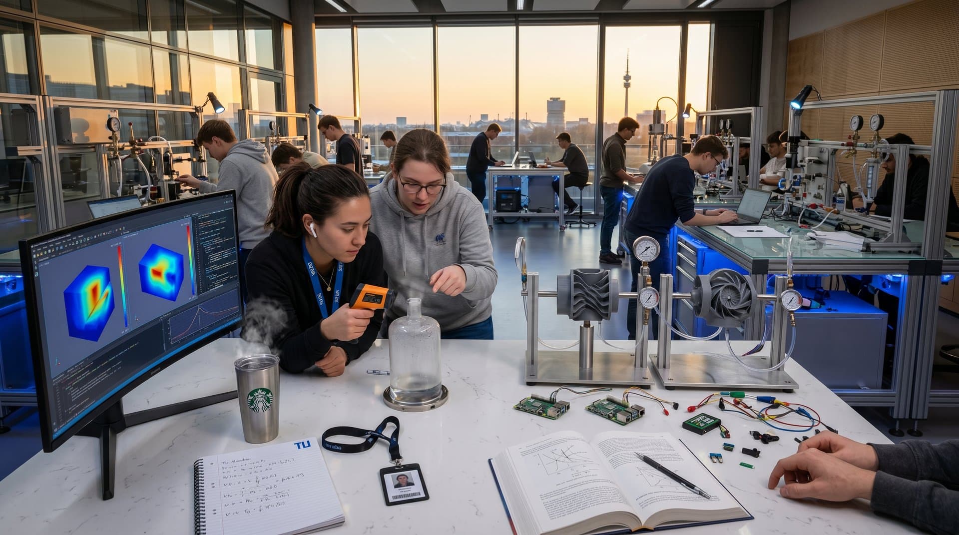 Thermodynamik-Labor TU München mit EdTech-Simulationen und Lehrbuch