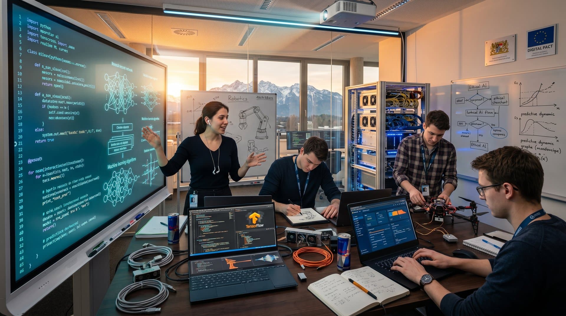 KI-Labor an bayerischer Uni: Machine Learning-Code, Server und Alpenblick