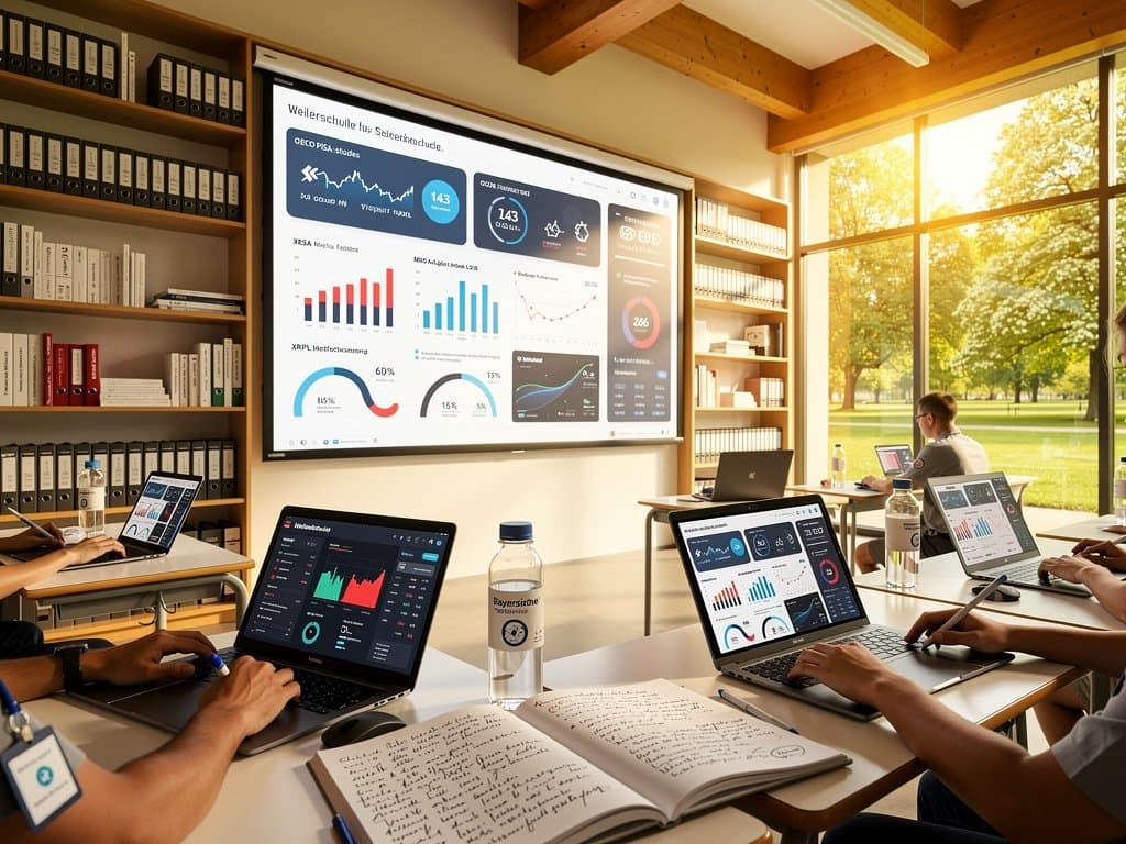Digitales Klassenzimmer Weilerschule München mit XRP ETFs-Charts, Blockchain und EdTech-Tools