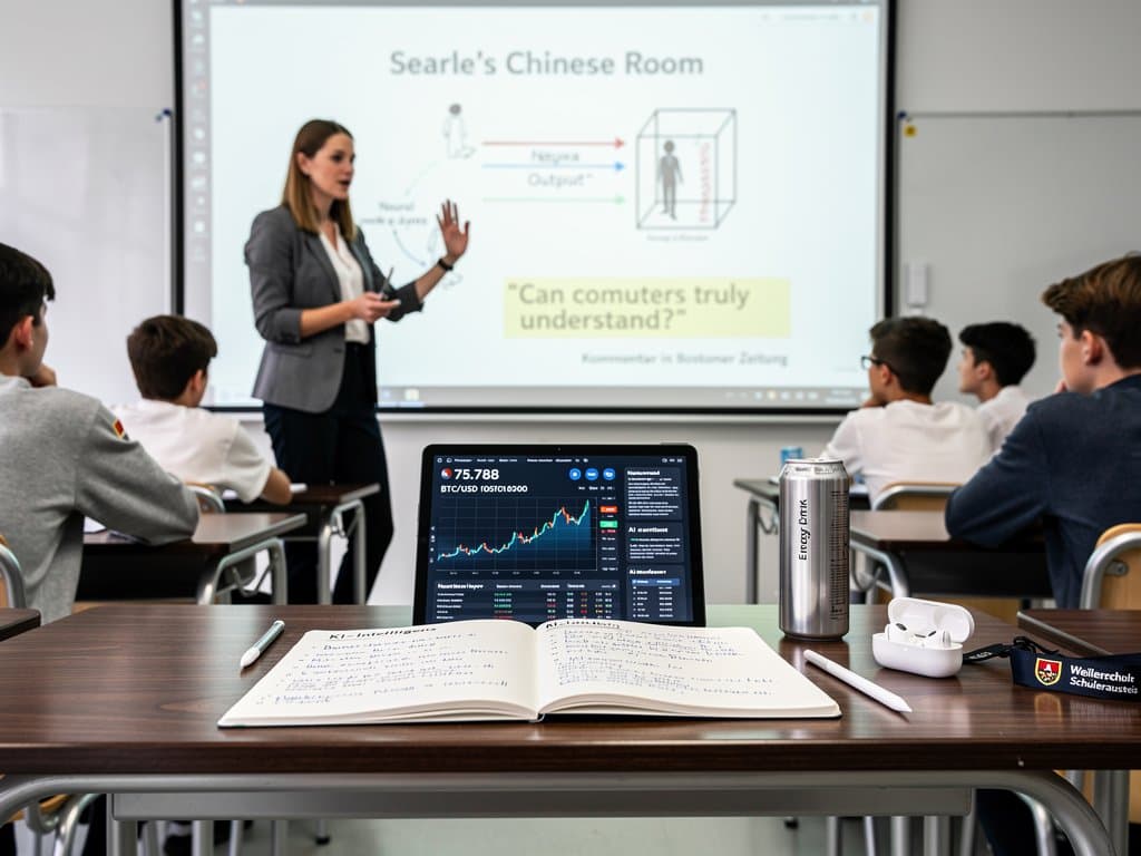 Münchner Klassenzimmer in Weilerschule mit KI-Debatte, Tablets und Crypto-Charts
