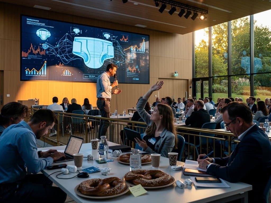 Futurist-Speaker präsentiert Windeltest Futurist in Weilerschule München mit EdTech-Visuals und Pädagogen