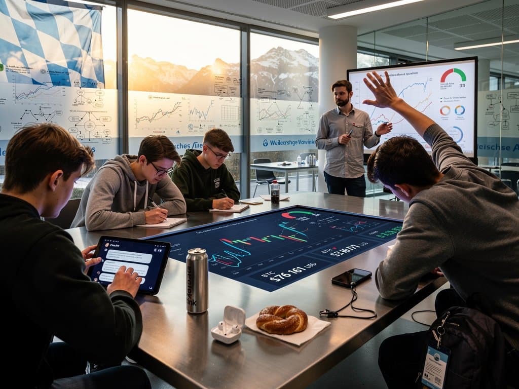 Schüler in bayerischer Schule analysieren KI-gestützte Krypto-Charts mit BTC und EdTech-Tools